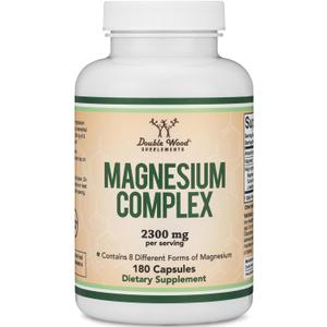 Magnesium Complex Supplement 180 Capsules (426mg Elemental Magnesium Provided by 2,300mg of Eight Different Forms of Magnesium) MAG-8 Provides 100% Daily Recommended Value of Magnesium by Double Wood. EXP 04/2027