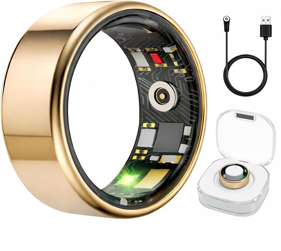 Smart Ring Health & Fitness Tracker for Men & Women, Heart Rate, SPO, Sleep & Activity Monitoring, IP68 Waterproof, Long Battery Life, Family Care Mode, No Subscription Fee (Rose Gold, 9)