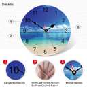 TAHEAT Blue Peaceful Sea Wall Clock, Silent Non Ticking Beautiful Sky Beach Round Clocks, Easy to Read Decorative Wall Clock for Kitchen Bathroom Living Room Home Art Decor, 14 Inch