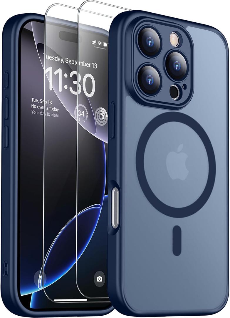 SPIDERCASE Only for iPhone 16 Pro Case, Magnetic Phone Case Just Compatible with iPhone 16 Pro 6.3, Blue/Clear