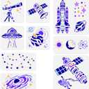 9 Pack Space Universe Planet Craft Stencil for Painting Reusable Plastic Aviation Themed Stencil for Painting on Wall Wood Fabric Canvas, DIY Home Decor Craft Stencil