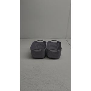 Sailor Knot Plastic Storage Tote | Decorative Basket | Closet Organization | De-clutter | Accessories | Toys | Bathroom Organization | Medium | Grey/Grey