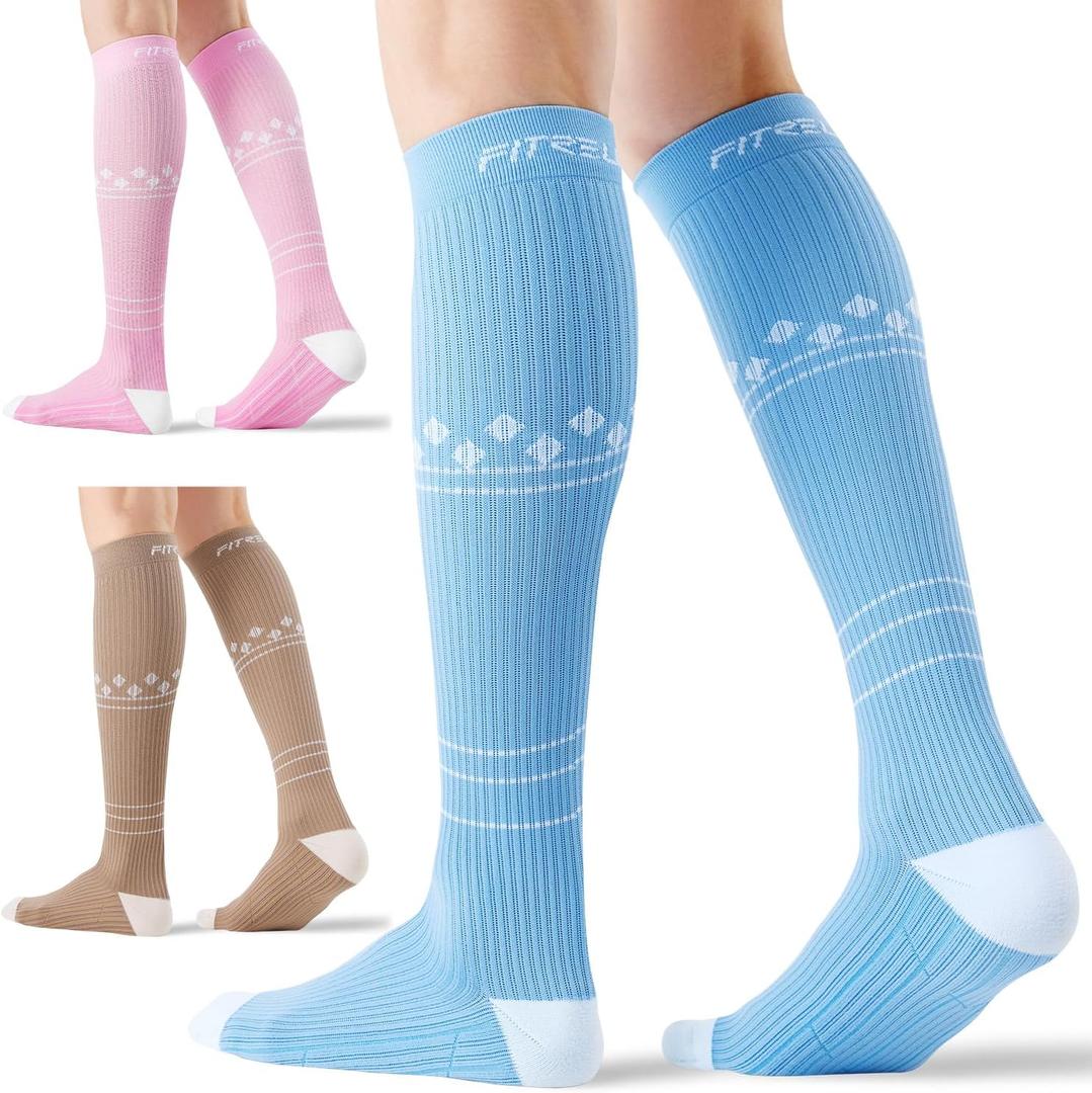 8 x FITRELL 3 Pairs Compression Socks for Women and Men 20-30mmHg-Circulation Support Socks
