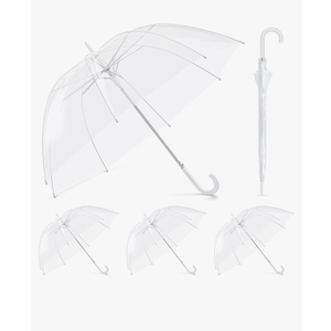 Fabbay 4 Pcs Clear Umbrella Auto Open Dome Windproof Umbrella with J Hook Handle for Wedding Graduation Events