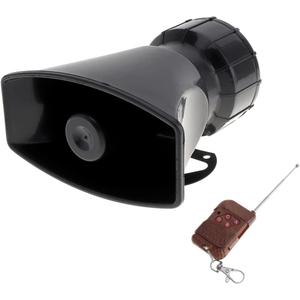 7 Sounds Loud Car Warning Alarm Police Fire Siren Horn Speaker with Brown Remote Controller 12V 100W(1PC Remote Controller)