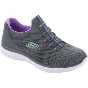 Skechers Women's Summits Cool Classic Sneaker (6.5, Charcoal-lavender-mint)