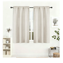 Lecloud Natural Curtains 45 Inch Length 2 Pcs, Airy Privacy Light Filtering Window Decors Kitchen Curtains, Modern Aesthetic Soft Drapes with Rod Pockets for Bedroom Cafe, Each Panel 30" W x 45" L