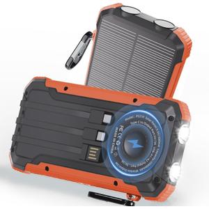 Solar Charger Power Bank 20,000mAh Portable Wireless Charger, Fast Charging External Battery Bank with 6 Outputs for Cell Phones,Portable Solar Panel with Dual Flashlight for Camping