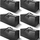 6 Pack Heavy Duty Extra Large Moving Bags W/Backpack Straps - Strong Handles & Zippers, Storage Totes For Space Saving, Fold Flat, Alternative to Box and Bin (40 gal, Black)