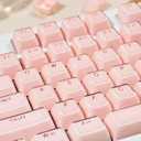 Crystal Jelly Keycap, Pink Shine Through Custom Keycap, 135 Keys OEM Profile Keycaps Set, Cute Translucent Keyboard Keycaps for 61/68/84/87/98/100 Cherry MX Mechanical, Pink