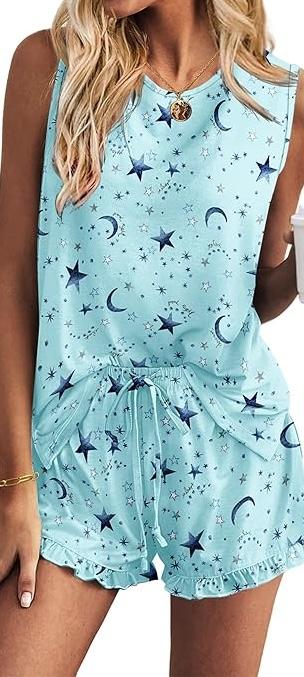 Ekouaer 1 Pack Women’s Pajama Set Print Sleepwear Tank Tops and Ruffled Shorts with Pockets Soft Loungewear Sets Outfits 2XL Ekouaer 1 Pack Women’s Pajama Set Print Sleepwear Tank Tops and Ruffled Shorts with Pockets Soft Loungewear Sets Outfits 2XL