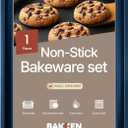 BAKKEN Kitchen Baking Pans - Nonstick Blue Coating, 13.58 9.65 Commercial Grade Carbon Steel Cookie Sheet, Diamond Texture Bottom, PFOA, PFOS, PTFE Free, Oven Safe Tray (450F), Gray