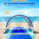 Rhino Valley Beach Tent with Double Zippered Doors, Beach Tent Sun Shelter with UPF50+ UV Protection, Beach Canopy Portable Storage Bag for Beach Camping Fishing, for 5-6 People