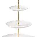 Sweejar 3 Tier Ceramic Cake Stand Wedding, Dessert Cupcake Stand for Tea Party Serving Platter(Rose White)