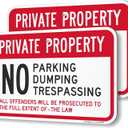 SmartSign Private Property No Parking/Dumping/Trespassing Offenders Prosecuted Sign (2-Pack), 12 x 18 inch, 80 mil thick Aluminum Composite (ACM), Pre-Drilled Holes, Red, Black and White, USA-Made