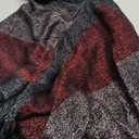 ZLYC Women's Shawl Golden Trim Knit Blanket Wrap Fringe Poncho Coat Cardigan (Space Dyed Black)