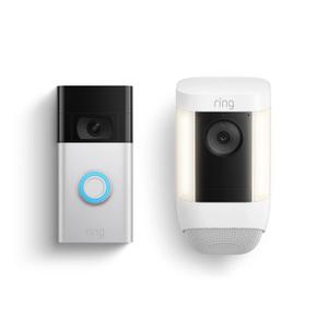 Ring Video Doorbell (Satin Nickel) with Spotlight Cam Pro, Battery White Ring Video Doorbell (Satin Nickel) with Spotlight Cam Pro, Battery White