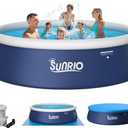 12'*30" Round Inflatable Top Ring Above Ground Swimming Pool Fast Easy to Set Up with 530GPH Filter Pump, Pool Cover and Ground Cover for Summer Outdoor Garden Backyard Childen Adults (Dark Blue(+Pump))