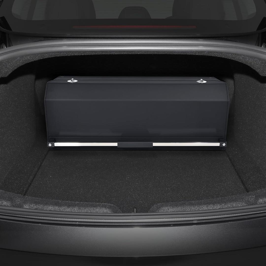 Car Trunk Organizer for 2021-2023 Tesla Model 3, Leather Sturdy Car Storage Organizer Trunk Organizer for Suv with Lid and Push-pull Handle (Black, 30.7 * 11.4 * 12.2in)