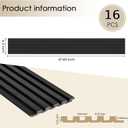 3D Slat Wall Panels, 16-Pack Faux Wood Decorative Wall Panels, Black