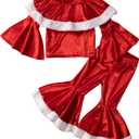 1 to 6 Years Baby Clothing Kids Girls Christmas Suit Long Sleeve Sweatshirt Top And Pants Set 2 Piece (Red, 2-3 Years)