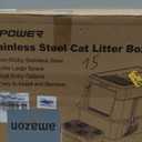 URPOWER Stainless Steel Cat Litter Box with Lid Extra Large Enclosed Litter Box Non-Sticky Metal Pan with High Sided & Scoop, Odor Free, Front & Top Entry, Anti-Leakage, Easy Cleaning