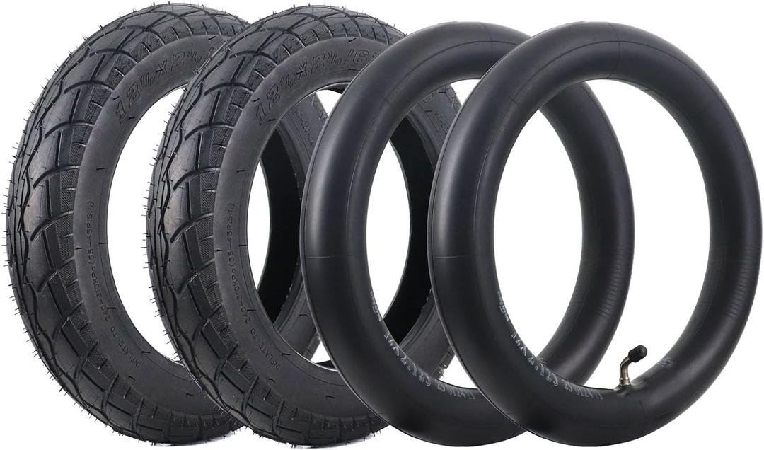 2 Set 12 1/2 x 2 1/4 Replacement Tire and Inner Tube, 12.5 x 2.25 Tire Tubes Compatible with Most Kid Bike Tube Pocket Bikes, Electric Scooters, Mini Bikes, Mobility Scooters