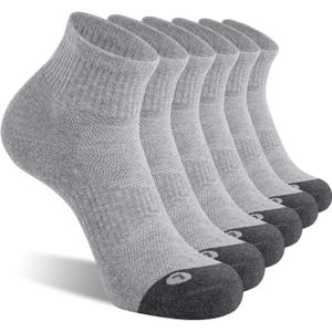 FITRELL 6 Pack Men's Athletic Ankle Socks Cushioned Sports Running Socks 9-12 (Grey)