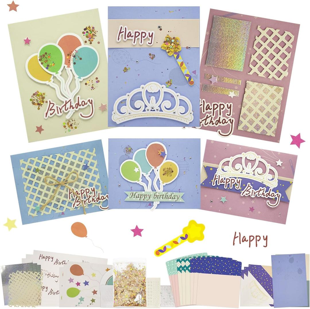 Greeting Card Making Kits DIY Blank Cards for Birthdays, 9 Envelopes, Balloon Thank You Cards, Colourful Balloon Thank You Cards with Envelopes