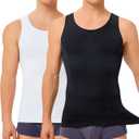 TAILONG 2 Pack Compression Shirt Men Body Shaper Slimming Shirt Tank Top Shapewear Tummy Control Vest (X-Large-XX-Large)