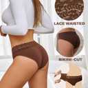 ROSYCORAL Cotton Underwear for Women Lace Trim Briefs Soft Low Rise Ladies Stretchy Hipster Bikini Panties 5 Pack (XL)