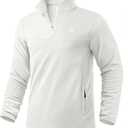 Pudolla Men's Quarter Zip Pullover with 2 Pockets Fleece Warm Soft Golf Sweatshirts for Running Athletic Workout (X-Large, Off-white)