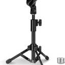 Desk Mic Stand, JCWINY Portable Foldable Microphone Tripod with Mic Clip Holder Adjustable Table Microphone Stand for Blue Yeti Snowball Spark and Other Dynamic Microphones