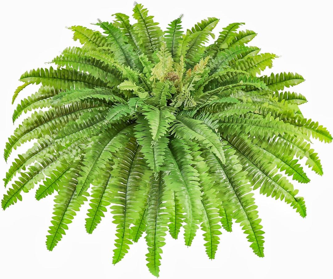 45" Fake Ferns Artificial Plants Large, 63 Fronds Artificial Ferns for Outdoors and Indoors, Faux Fern Greenery Suitable for Planter Hanging Garden Porch Office Decor