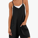 Fantaslook Women's Casual Rompers Summer Sleeveless Jumpsuits Loose Spaghetti Strap Shorts Overalls Trendy Outfits With Pockets M