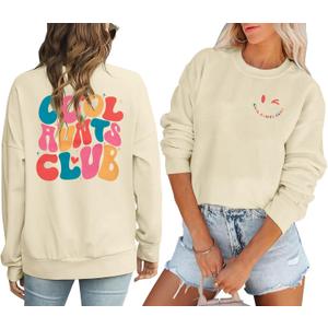 ASTANFY Women Aunt Sweatshirt Cool Aunts Club Crewneck Sweatshirt Auntie Smile Letter Print Pullover Top for Aunt Gift, Small