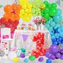 PERPAOL 146pcs Rainbow Balloon Arch Kit, 12 Assorted Multicolor Balloons for Birthday Party, Anniversary, Festival, Carnival Circus Decoration with Star Foil Confetti Balloons