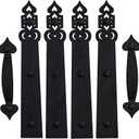Magnetic Garage Door Decorative Hardware Faux Hinges and Handles Kit,2 Handles 4 Hinges Color:Black
