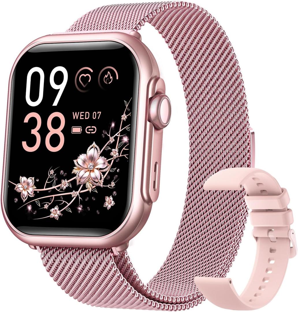 Smart Watches for Women (Android/iPhone), 1.83" HD Smart Watch with Calls/Messages/Notifications, Sleep/Heart Rate/SpO2/Blood Pressure Monitor, 110+ Sports Modes Fitness Tracker Watch, 1000mAh Battery (Blush-Pink)