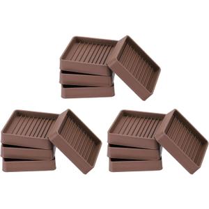 PATIKIL 2.5 Inch Rubber Furniture Pads, 12 Pack Non-Slip Furniture Coasters Square Anti Skid Caster Cups Furniture Feet Cup Floor Protectors for Bed Couch Stoppers, Brown