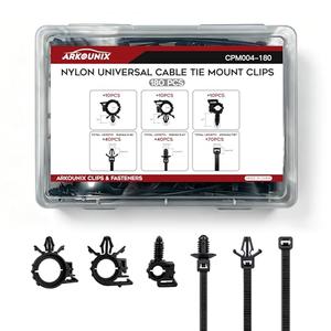 180PCS Universal Push-Mount Cable Zip Ties with Clips, Pack Of 2