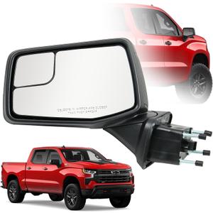Driver Left Side Door Mirror for 2019-2024 Chevy Silverado 1500, with Heated Power Glass Manual Folding Convex Blind Spot Glass, Replace#GM1320583(5 Pins）