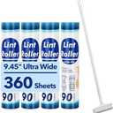 Large Lint Rollers for Carpet, 9.45'' Sticky Rollers for Floor with 360 Sheets, Extendable Long Handle Sticky Mop for Cleaning Couch, Curtains, Cars, Clothing, and Pet Hair