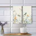 Spring Floral Blue Bird Kitchen Towels Set of 2, Farmhouse Wildflower Spring Dish Tea Towels for Kitchen Decor, Rustic Flower Hand Towels for Bathroom Decor, 16x24 Inch