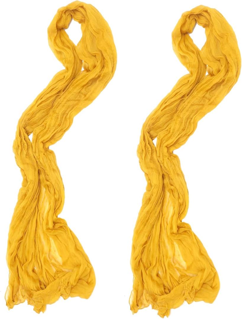 Garneck 2pcs Boho Wedding Table Runner Elegant Gauze Table Decor for Rustic Parties Banquets and Home Decoration Mustard Tablecloths for Romantic Atmosphere (Yellow)