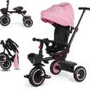 Baby Tricycle, 6-in-1 Folding Kids Trike with Removable Push Handle, Rotatable Seat, Adjustable Canopy, Storage Box, Safety Harness, Balance Bike, Toddler Trike for 7 Months - 5 Year Girls and Boys