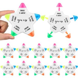 10 Pcs Student Gifts from Teacher Bulk Star Inspirational Highlighters Assorted Colors Brush Tip Bible Highlighters and Pens No Bleed Christian Students Gift