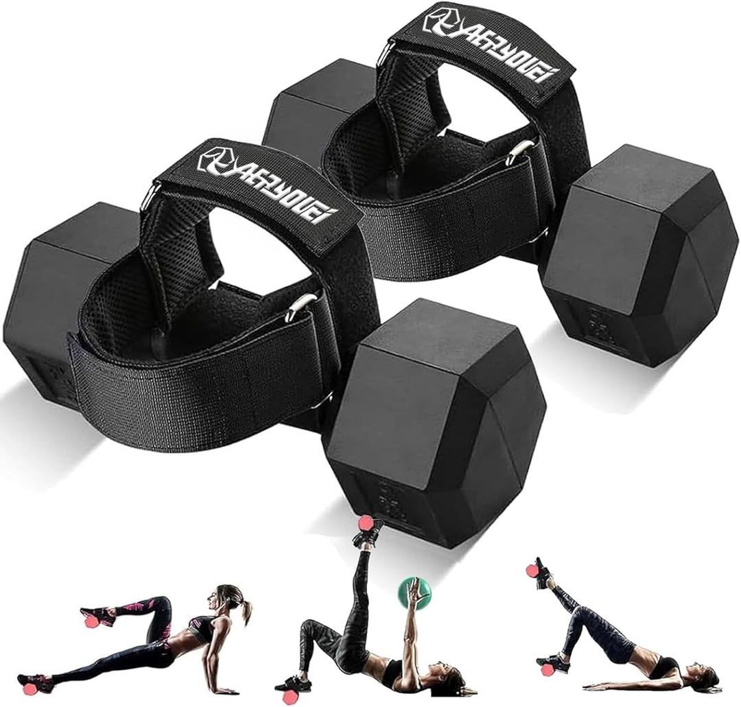 Dumbbell Foot Attachment, Tibialis Trainer, Adjustable Ankle Weights, Leg Workouts at Home for Hip Flexors,Ankle Straps for Weight Lifting,Shin Splint,Hamstring Curls,Leg extensions,Home Gym Equipment (Black (Pair))