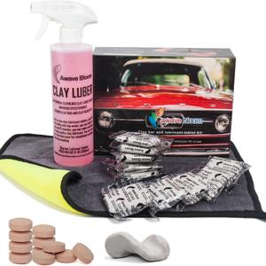 Car Clay Bars Auto Detailing 10 Pack with Lubricant Tablets 8 Pack, Include Portable Spray Bottle and Micro-Fiber Towel, for Car Wash Detailing Clean(10x50g (10ClayBars+8Lubricant Tablets+Spray Bottle+Towel, 10 Bar+Lubricant Tablets 8 Pack(Grey))