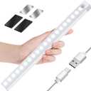 Motion Sensor Under Cabinet Lighting, USB Rechargeable Dimmable Night Light with Magnetic Mounting for Kitchens, Stairs, Desk (Magnetic Patch Included)